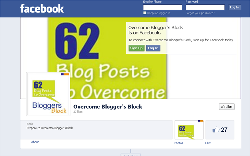 Overcome Blogger's Block Facebook Page