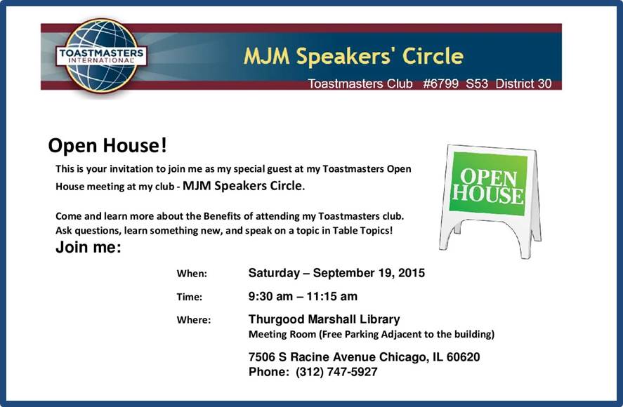 MJM SPeakers Circle Open House