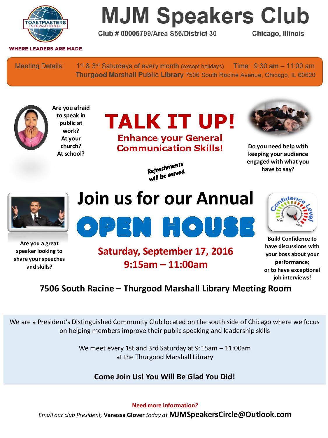 MJM Speakers' Circle Open House - September 17 2016