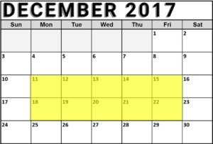 December 2017 Calendar