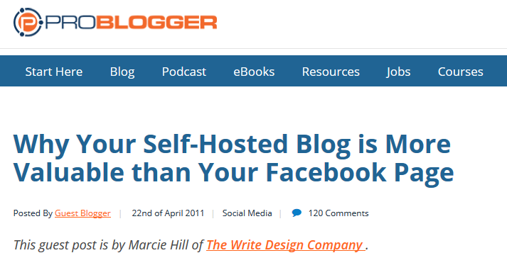 Self-Hosted Blog vs Facebook - ProBlogger