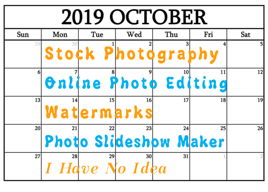 October 2019 Calendar - Marcie Writes