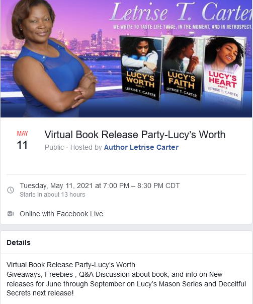 Letrise Carter - Lucy's Worth - Virtual Book Release Party